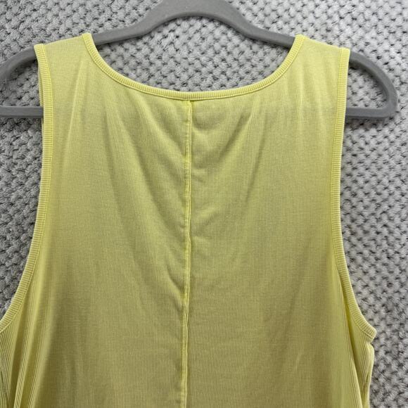 Pilcro Anthropologie Top Womens XL Yellow Rib Knit Square Neck Ruched Tie Tank - Picture 11 of 13
